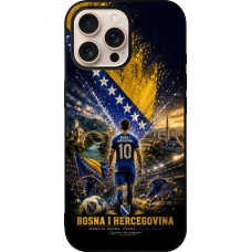 Coque iPhone 16 Pro Max - Silicone rigide noir Football Bosnie-Herzégovine splash 2026