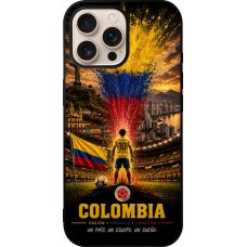 Coque iPhone 16 Pro Max - Silicone rigide noir Football Colombie splash 2026
