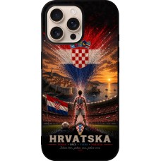 Coque iPhone 16 Pro Max - Silicone rigide noir Football Croatie splash 2026