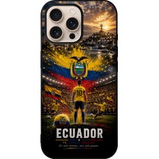 Coque iPhone 16 Pro Max - Silicone rigide noir Football Équateur splash 2026