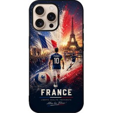 Coque iPhone 16 Pro Max - Silicone rigide noir Football France splash 2026