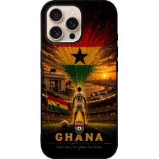 Coque iPhone 16 Pro Max - Silicone rigide noir Football Ghana splash 2026