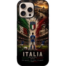 Coque iPhone 16 Pro Max - Silicone rigide noir Football Italie splash 2026
