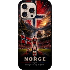 Coque iPhone 16 Pro Max - Silicone rigide noir Football Norvège splash 2026
