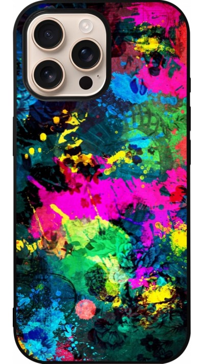 iPhone 16 Pro Max Case Hülle - Silikon schwarz Splash paint