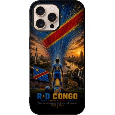 Coque iPhone 16 Pro Max - Silicone rigide noir Football République démocratique du Congo splash 2026