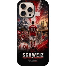 Coque iPhone 16 Pro Max - Silicone rigide noir Football Schweiz splash 2026