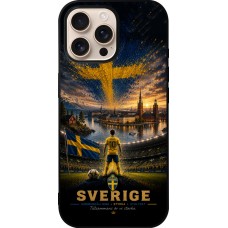 Coque iPhone 16 Pro Max - Silicone rigide noir Football Suède splash 2026