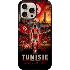 Coque iPhone 16 Pro Max - Silicone rigide noir Football Tunisie splash 2026
