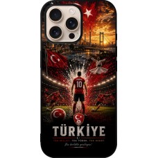 Coque iPhone 16 Pro Max - Silicone rigide noir Football Turquie splash 2026