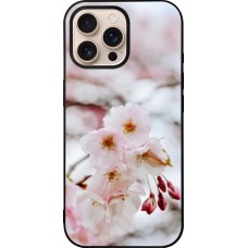 Coque iPhone 16 Pro Max - Silicone rigide noir Cherry tree 2026