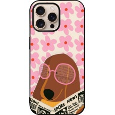 Coque iPhone 16 Pro Max - Silicone rigide noir Dog with newspaper 2026