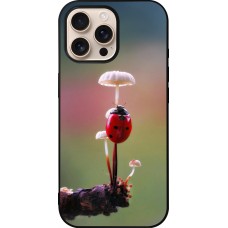 Coque iPhone 16 Pro Max - Silicone rigide noir Ladybird on a mushroom 2026