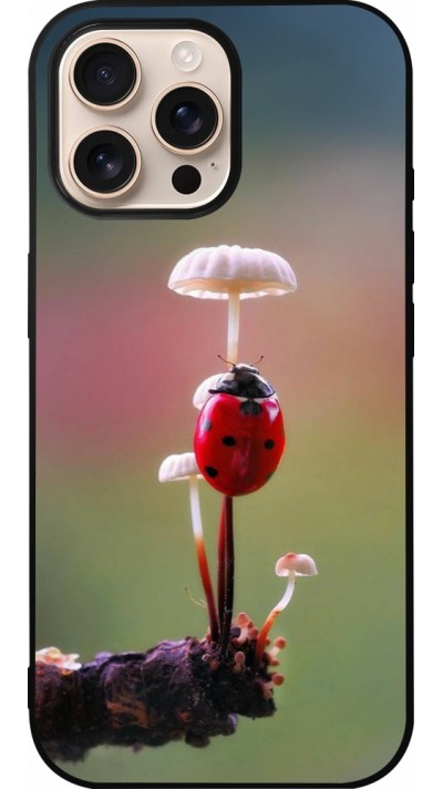Coque iPhone 16 Pro Max - Silicone rigide noir Ladybird on a mushroom 2026