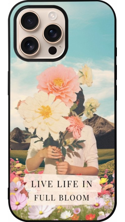 Coque iPhone 16 Pro Max - Silicone rigide noir Live life in full moon 2026