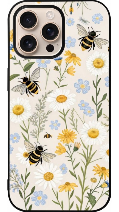 Coque iPhone 16 Pro Max - Silicone rigide noir Pattern bees 2026