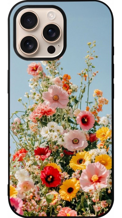 Coque iPhone 16 Pro Max - Silicone rigide noir Spring flowers 2026