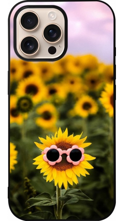 Coque iPhone 16 Pro Max - Silicone rigide noir Sunflower with glasses 2026