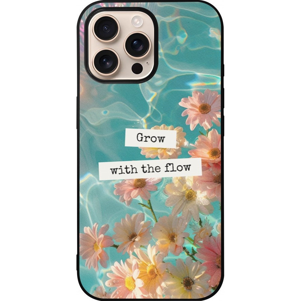 iPhone 16 Pro Max Case Hülle - Silikon schwarz Summer 2025 Grow with the flow
