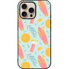Coque iPhone 16 Pro Max - Silicone rigide noir Summer 2025 Pattern citron
