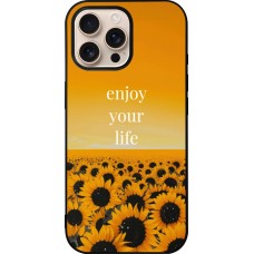 Coque iPhone 16 Pro Max - Silicone rigide noir Summer 2026 Enjoy your life