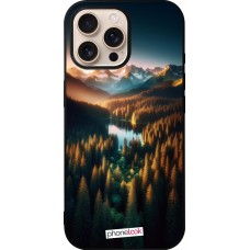 Coque iPhone 16 Pro Max - Silicone rigide noir Sunset Forest Lake