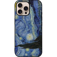 Coque iPhone 16 Pro Max - Silicone rigide noir Tableau art - La Nuit étoilée - Van Gogh