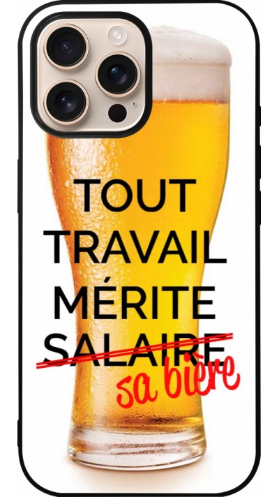 iPhone 16 Pro Max Case Hülle - Silikon schwarz Tout travail mérite sa bière