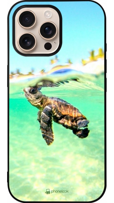 iPhone 16 Pro Max Case Hülle - Silikon schwarz Turtle Underwater