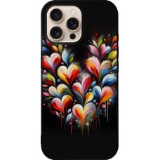iPhone 16 Pro Max Case Hülle - Silikon schwarz Valentin 2024 Schwarzes Herz Abstrakt