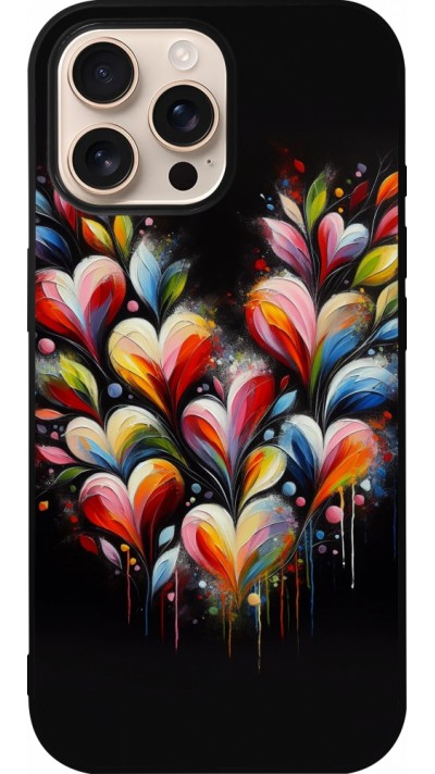 iPhone 16 Pro Max Case Hülle - Silikon schwarz Valentin 2024 Schwarzes Herz Abstrakt