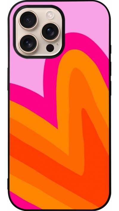 iPhone 16 Pro Max Case Hülle - Silikon schwarz Valentine 2024 heart gradient