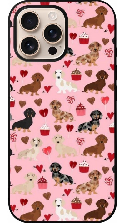 iPhone 16 Pro Max Case Hülle - Silikon schwarz Valentine 2024 puppy love