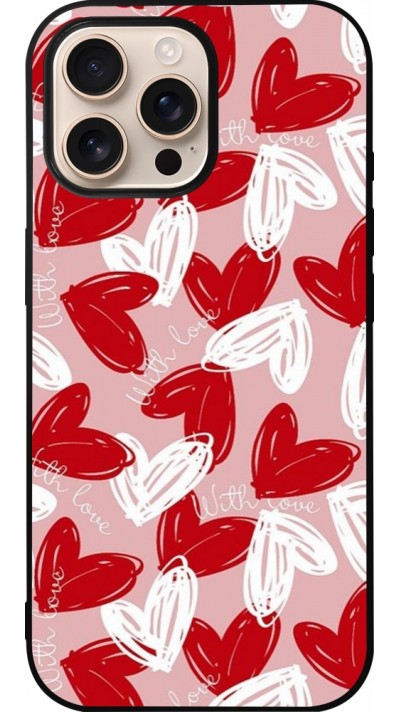 iPhone 16 Pro Max Case Hülle - Silikon schwarz Valentine 2024 with love heart