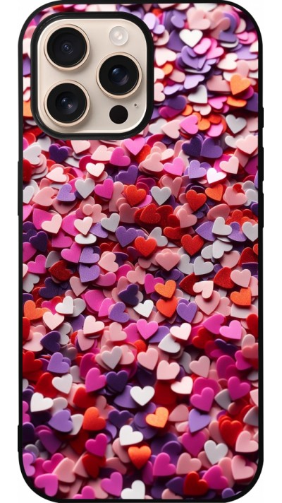 iPhone 16 Pro Max Case Hülle - Silikon schwarz Valentin 2025 Konfetti