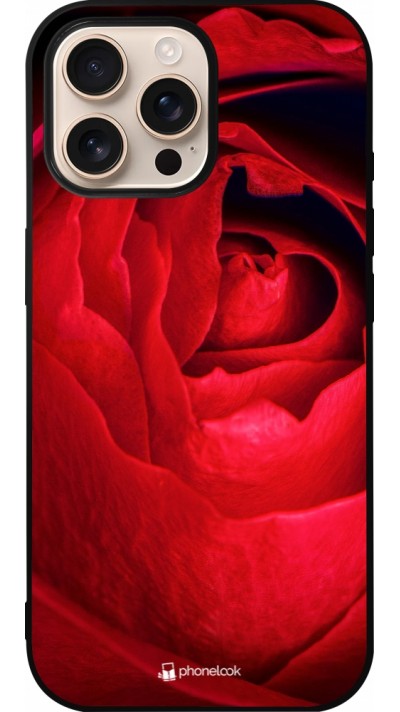 iPhone 16 Pro Max Case Hülle - Silikon schwarz Valentine 2022 Rose