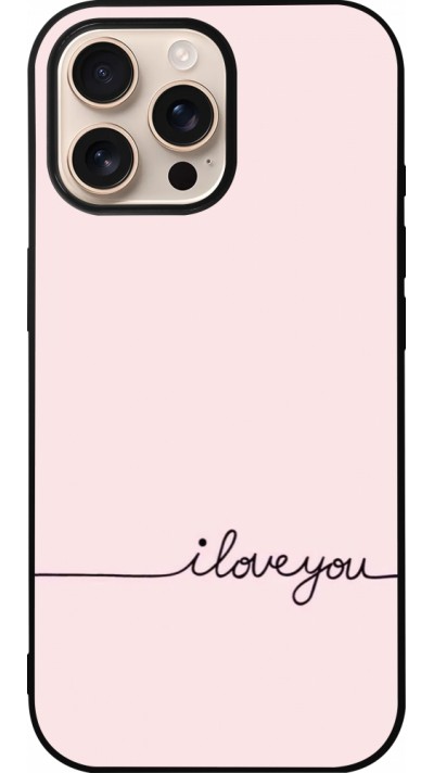 iPhone 16 Pro Max Case Hülle - Silikon schwarz Valentine 2023 i love you writing