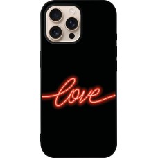 Coque iPhone 16 Pro Max - Silicone rigide noir Valentine 2023 neon love