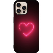 iPhone 16 Pro Max Case Hülle - Silikon schwarz Valentine 2023 single neon heart