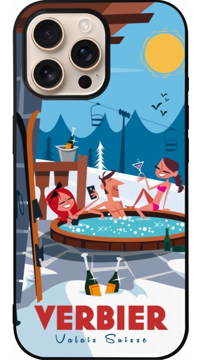 iPhone 16 Pro Max Case Hülle - Silikon schwarz Verbier Mountain Jacuzzi