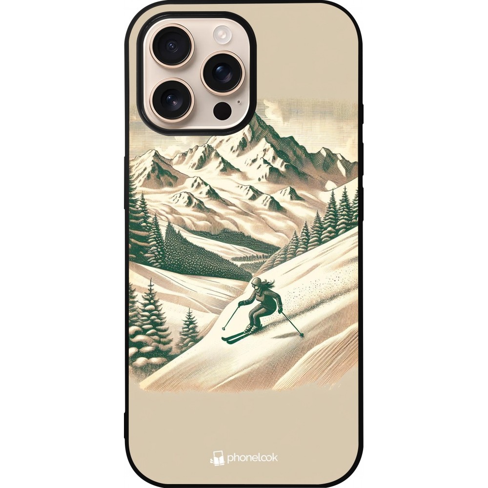 iPhone 16 Pro Max Case Hülle - Silikon schwarz Vintage Skiberg