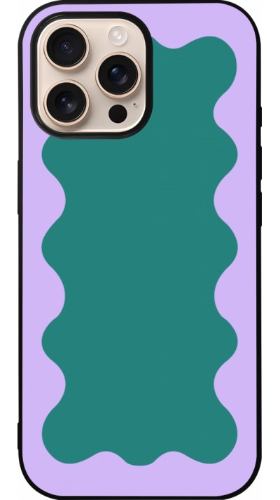 iPhone 16 Pro Max Case Hülle - Silikon schwarz Wavy Rectangle Green Purple