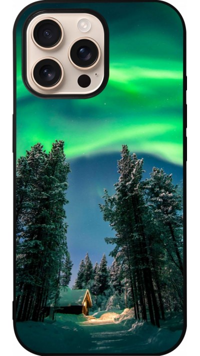 iPhone 16 Pro Max Case Hülle - Silikon schwarz Winter 22 Northern Lights