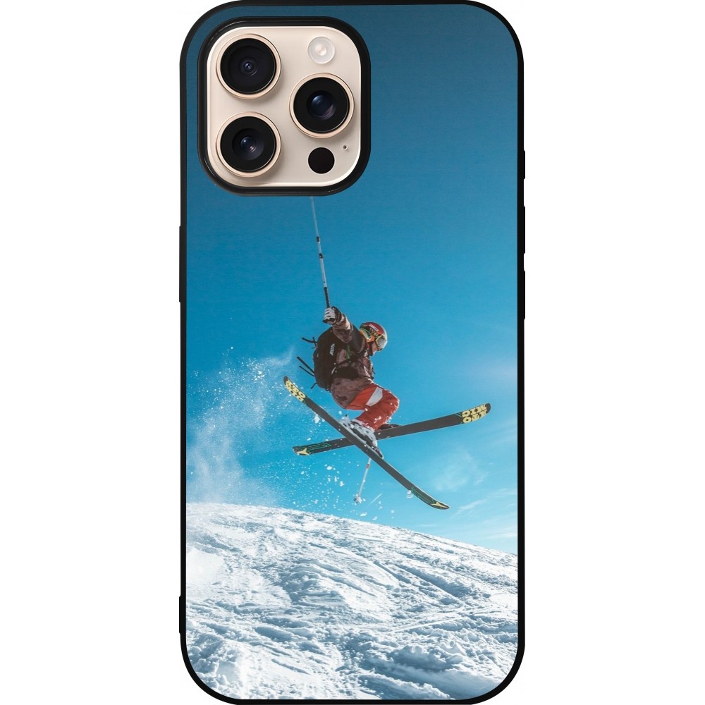 iPhone 16 Pro Max Case Hülle - Silikon schwarz Winter 22 Ski Jump