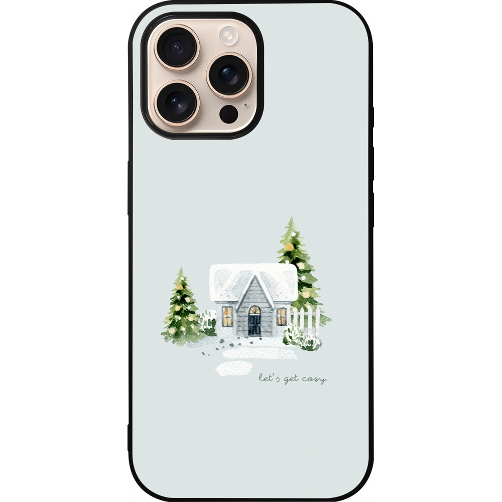 Coque iPhone 16 Pro Max - Silicone rigide noir Winter 25 Cosy House