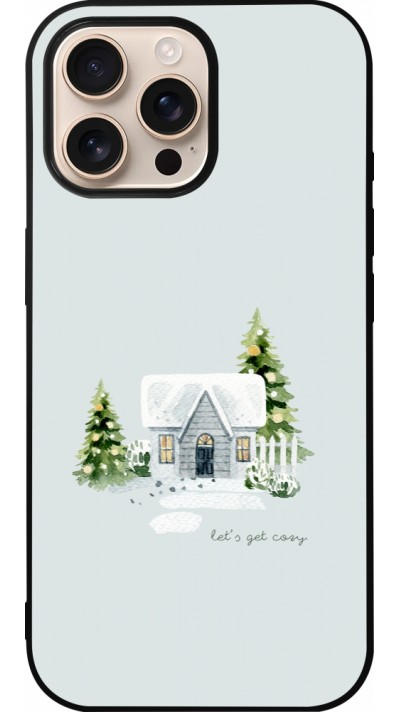 Coque iPhone 16 Pro Max - Silicone rigide noir Winter 25 Cosy House