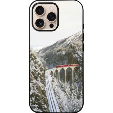 Coque iPhone 16 Pro Max - Silicone rigide noir Winter 25 Winter polar express