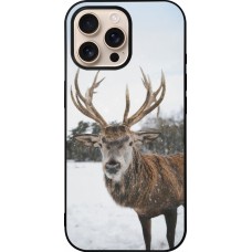 Coque iPhone 16 Pro Max - Silicone rigide noir Winter 25 Winter reindeer