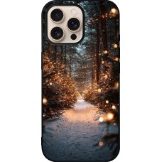 Coque iPhone 16 Pro Max - Silicone rigide noir Winter 25 Winter snowy road