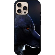 Coque iPhone 16 Pro Max - Silicone rigide noir Wolf Shape